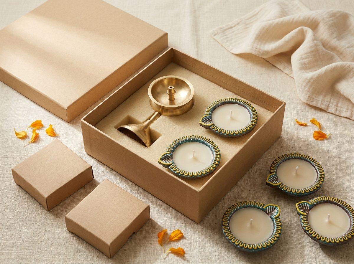 Kapoor Ghar — Brass camphor burner, kapoor tablets, 2 diyas