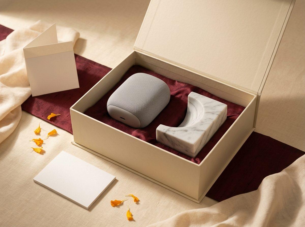 Smart Ghar — Smart speaker or smart bulb set, marble desk piece