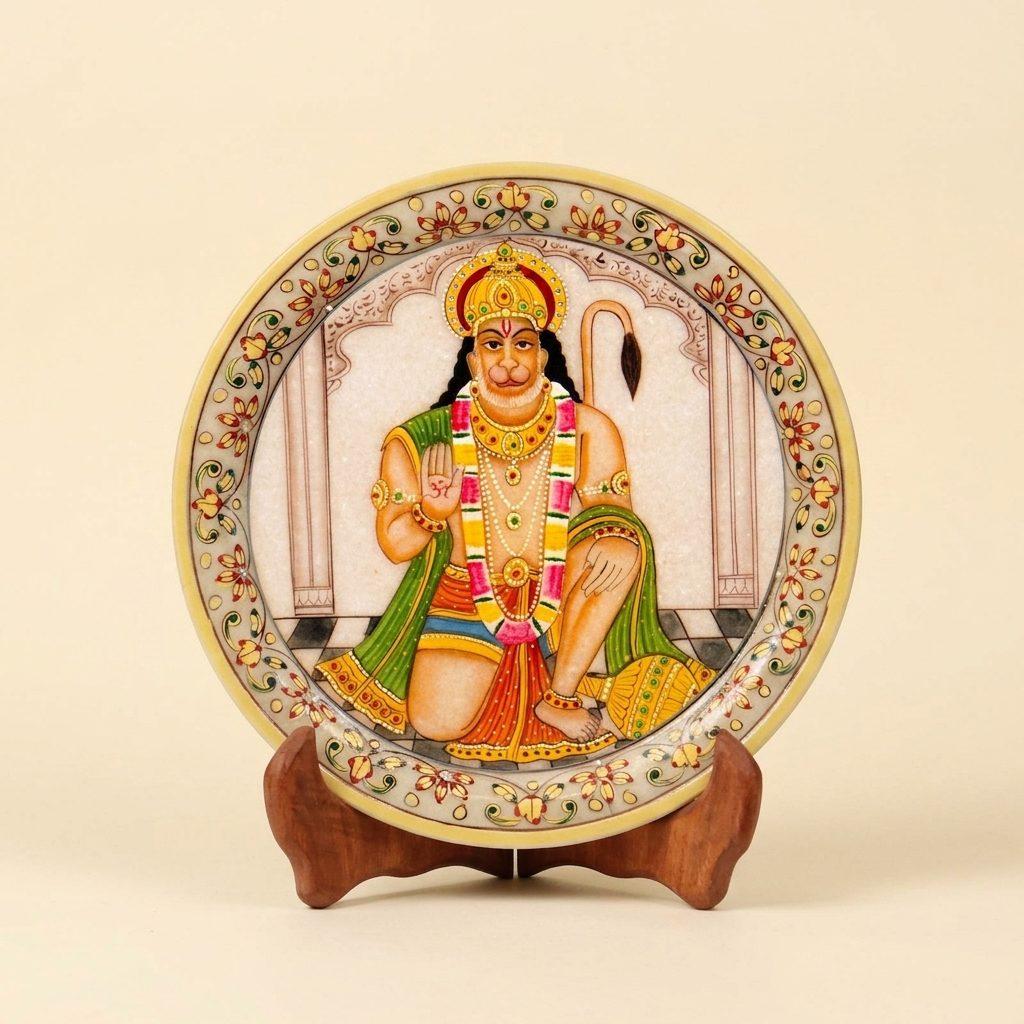 Lord Hanuman marble murti, gold-leaf finish