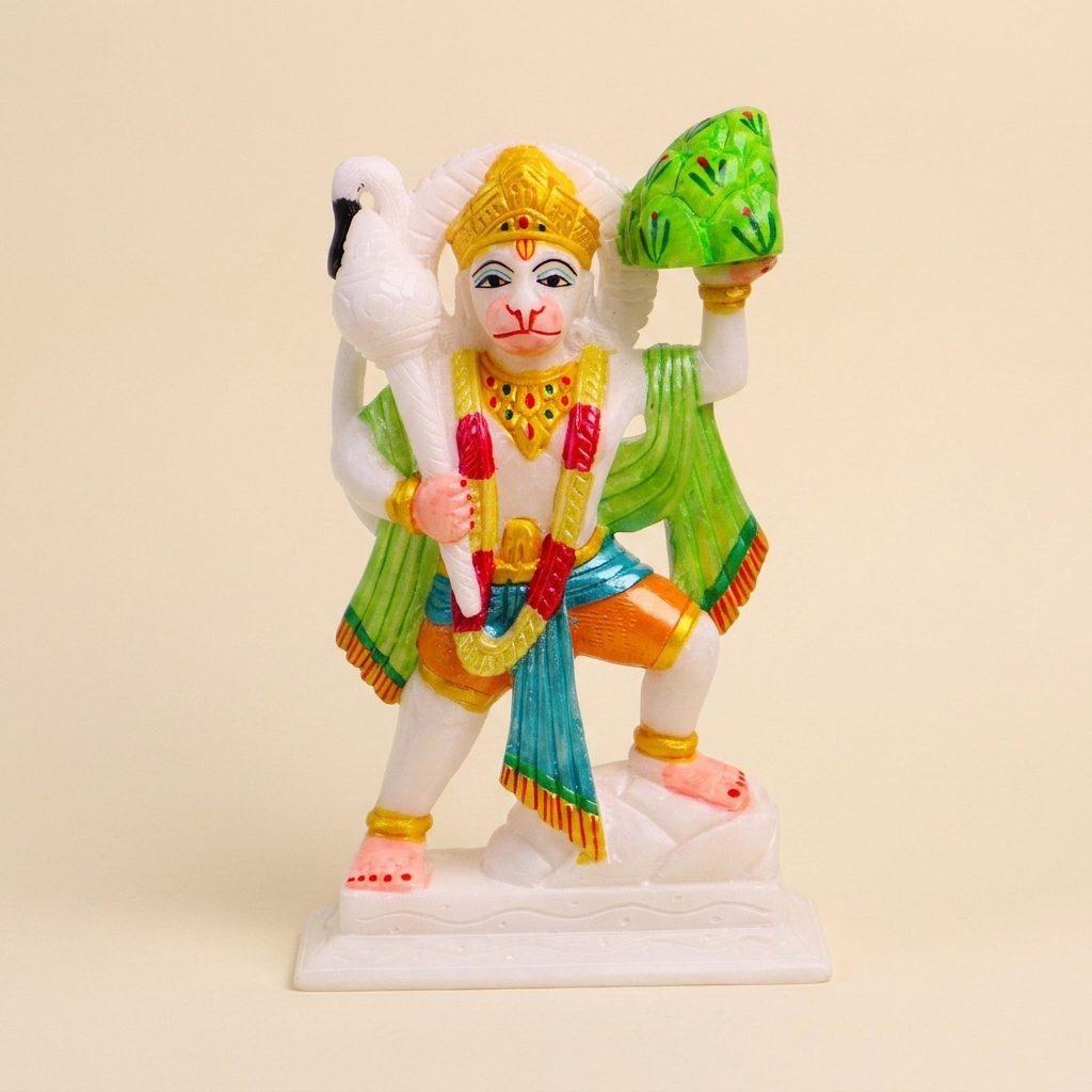 Lord Hanuman, White Marble Statue — 8 Inches