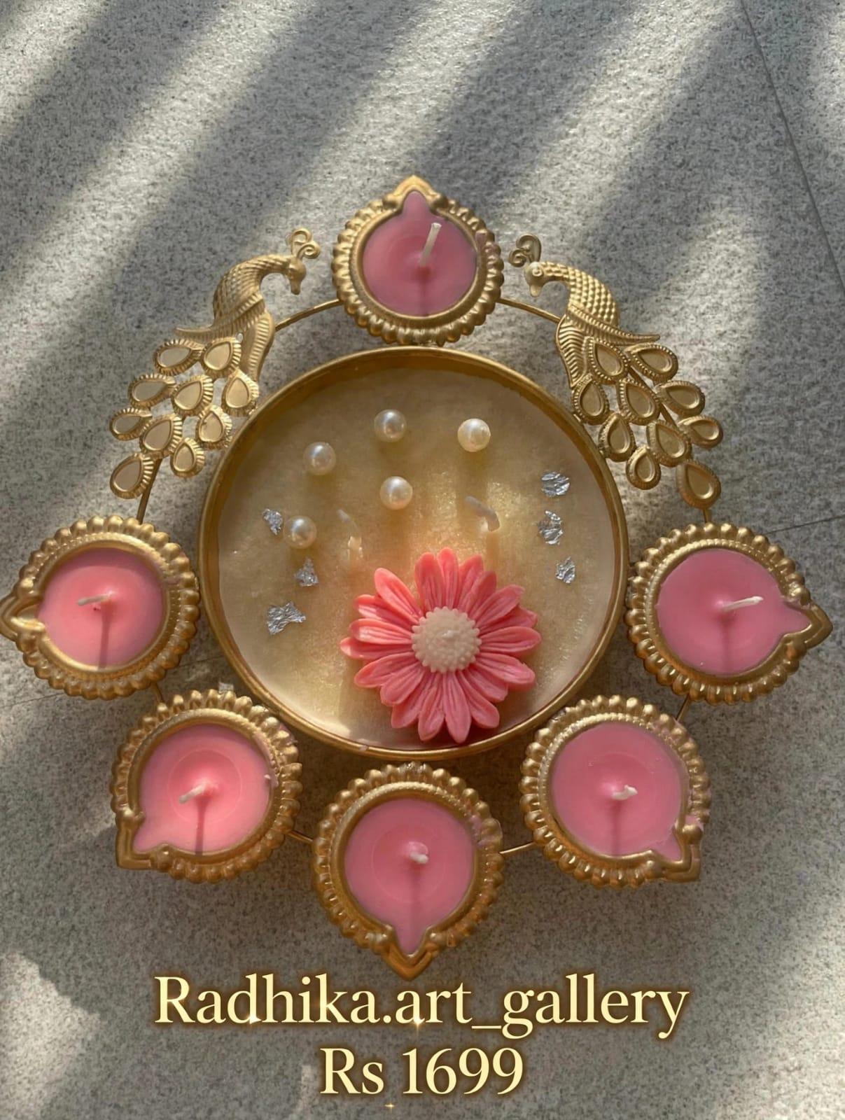 Peacock Floral Candle Thali