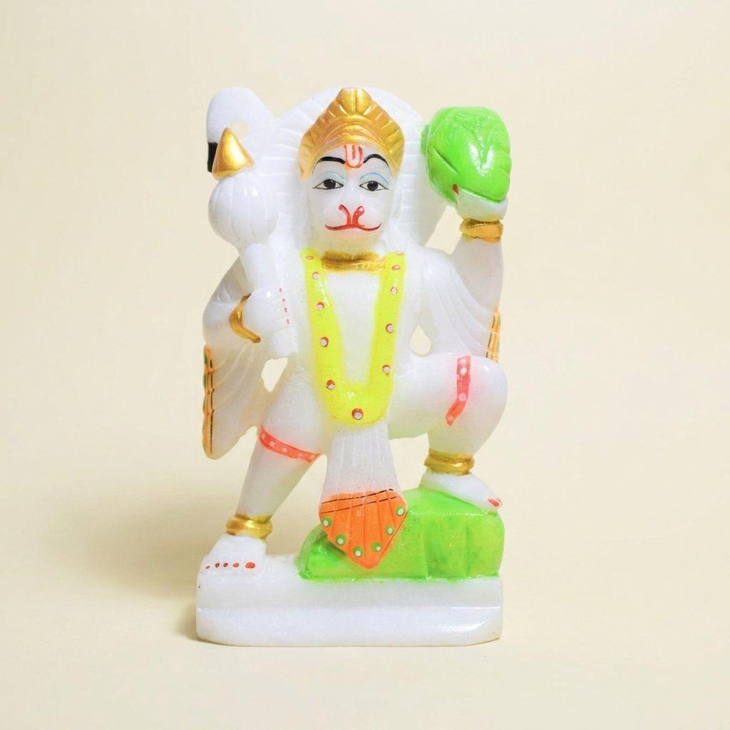 Lord Hanuman, White Marble Statue — 6 Inches