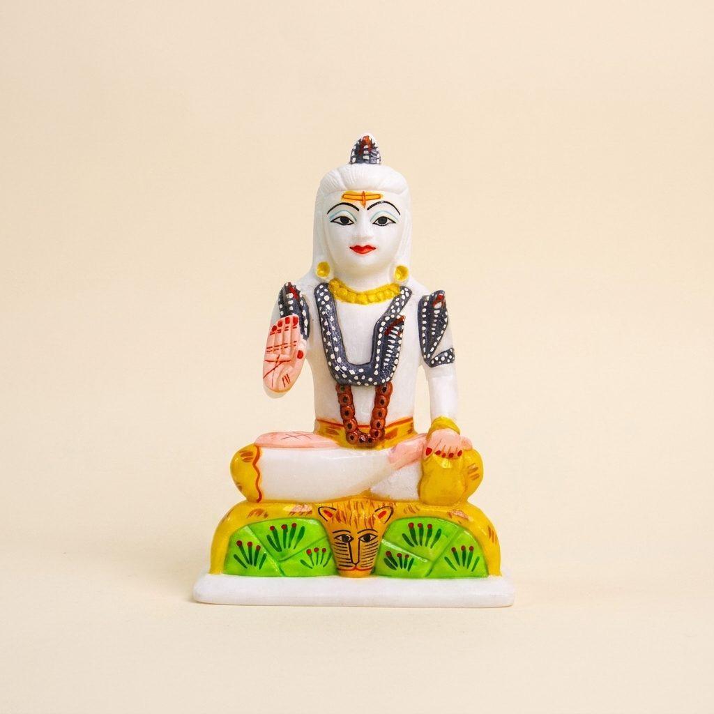 Lord Shiva, White Marble Statue — 6 Inches