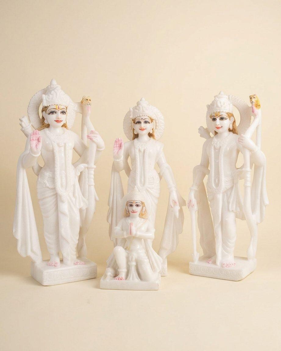 Ram Darbar, 16 Inch, White Marble Statue
