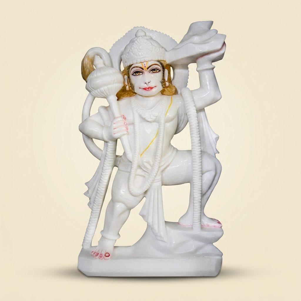 Lord Hanuman, 23 Inch, White Marble Statue