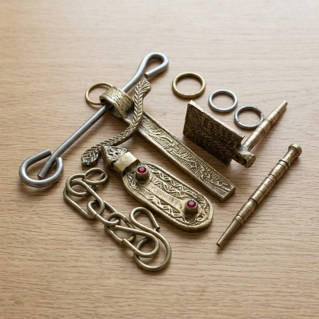 Brass Trishul Door Latch Set