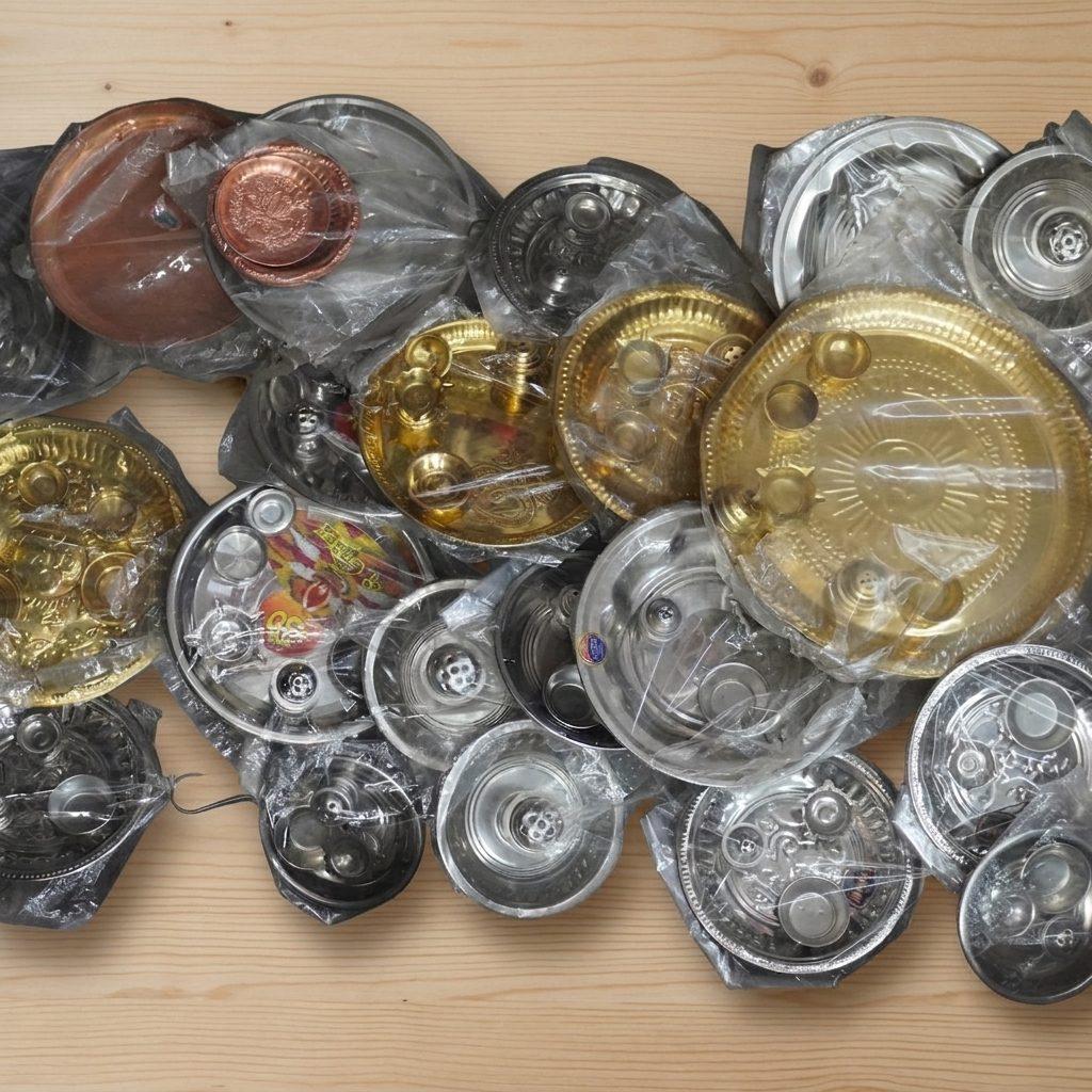 Assorted Brass Pooja Thali Sets