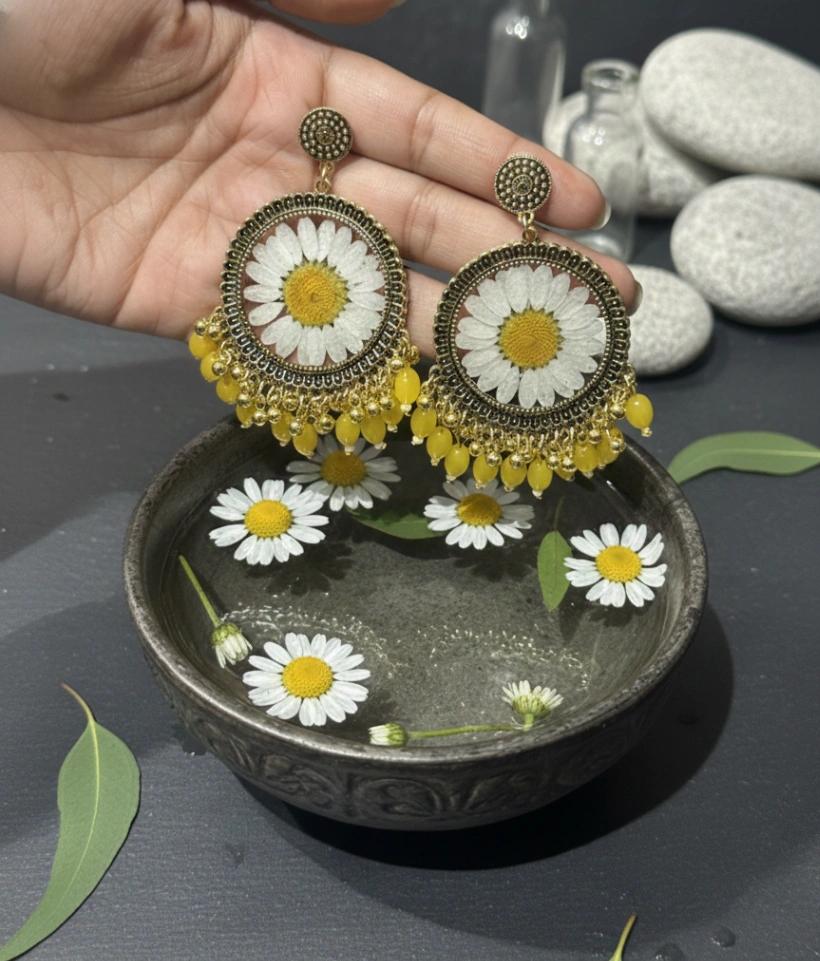 Handcrafted Daisy Flower Resin Earrings